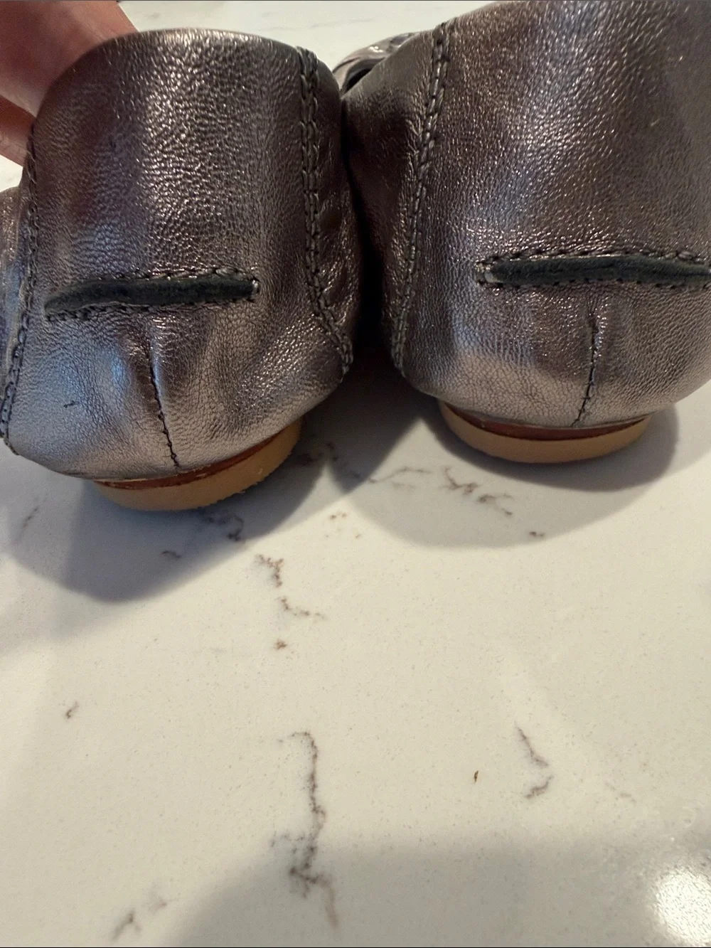 Jeffrey Campbell Ibiza Last Metallic Pewter Leather Ballet Flats Size 9